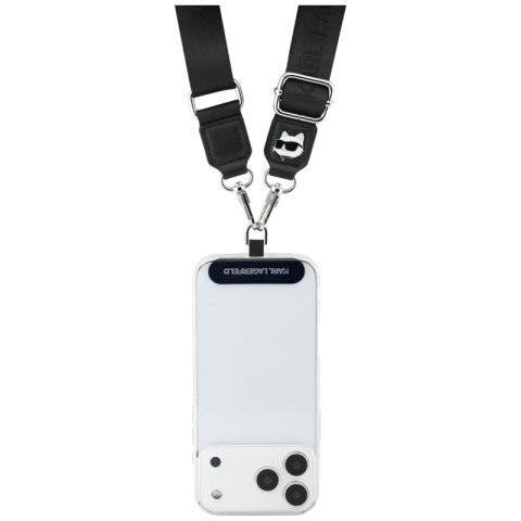 Karl Lagerfeld Universal Crossbody Strap Tether Patch Choupette Metal Logo - Uniwersalny pasek / smycz do telefonu (czarny)
