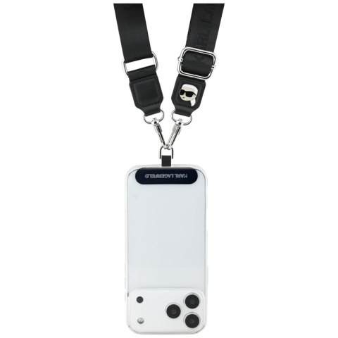 Karl Lagerfeld Universal Crossbody Strap Tether Patch Karl Metal Logo - Uniwersalny pasek / smycz do telefonu (czarny)