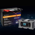 Qoltec Inteligentna mikroprocesorowa ładowarka 12V 10A | Prostownik z funkcją naprawy do akumulatora AGM GEL LiFePO4 | LCD