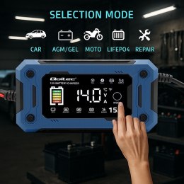 Qoltec Inteligentna mikroprocesorowa ładowarka 12V 15A | Prostownik z funkcją naprawy i podtrzymania zasilania podczas wymiany a