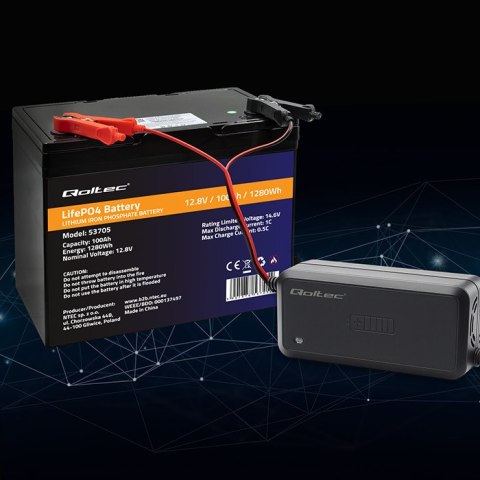 Qoltec Inteligentna mikroprocesorowa ładowarka 12V | 5A | Prostownik do akumulatora AGM GEL SLA | 6 - stopniowe ładowanie