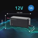 Qoltec Inteligentna mikroprocesorowa ładowarka 12V | 5A | Prostownik do akumulatora AGM GEL SLA | 6 - stopniowe ładowanie