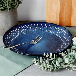 Talerz Obiadowy Płytki Kamionka Granatowa 28 cm GRES Zmywarka