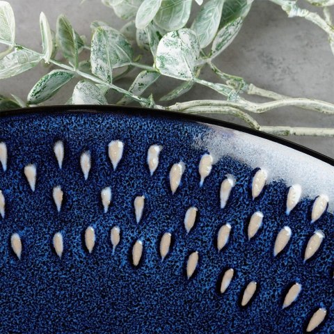 Talerz Obiadowy Płytki Kamionka Granatowa 28 cm GRES Zmywarka