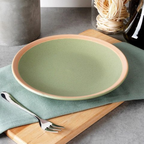 Talerz Deserowy Ceramiczny Zielony NAVA ARTHENA 21 cm Kamionkowy Brzeg
