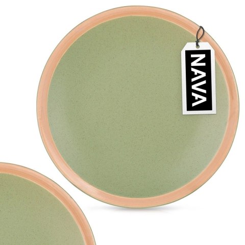 Talerz Deserowy Ceramiczny Zielony NAVA ARTHENA 21 cm Kamionkowy Brzeg
