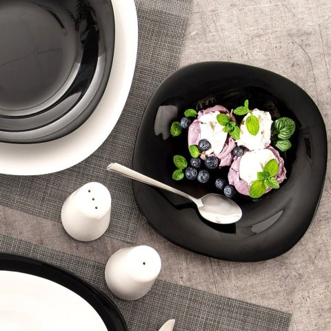 Talerz Deserowy Szklany Czarny LUNA Kwadratowy ORION Opalowy Zmywarka