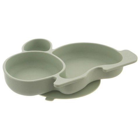 Talerz dla Dziecka Silikon Dzielony Zajączek ORION Przyssawka Zielony