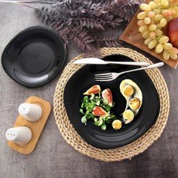 Talerz Obiadowy Płytki Szkło Czarne LUNA Kwadratowy 26,5 cm ORION