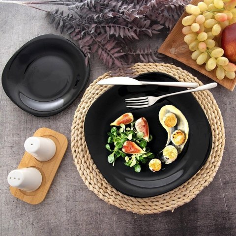 Talerz Obiadowy Płytki Szkło Czarne LUNA Kwadratowy 26,5 cm ORION