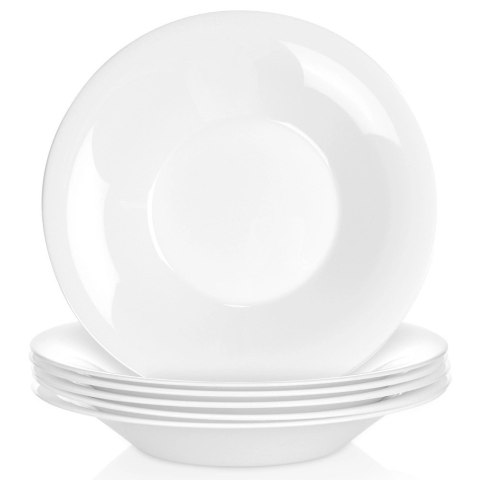 Talerze Obiadowe Głębokie Szkło Białe 400 ml 6 szt. VILDE 21,5 cm