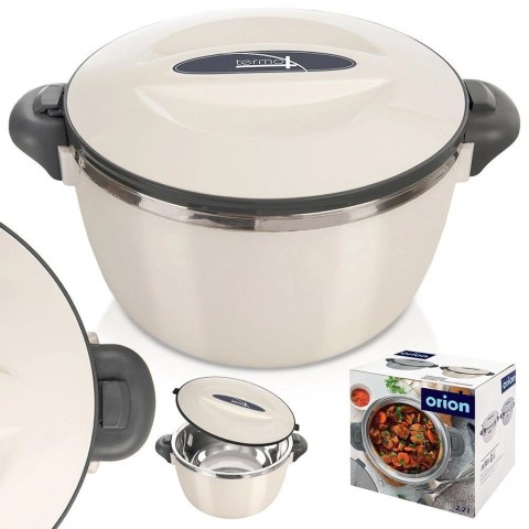 Termomisa Obiadowa TERMO Stalowa 2 L ORION Kremowy z Praktycznymi Uchwytami