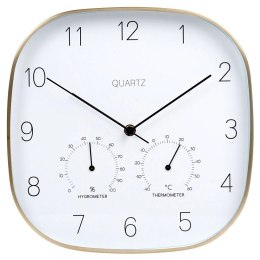Zegar Ścienny na Ścianę z Termometrem Higrometrem Biały Złoty VILDE 28,5 cm