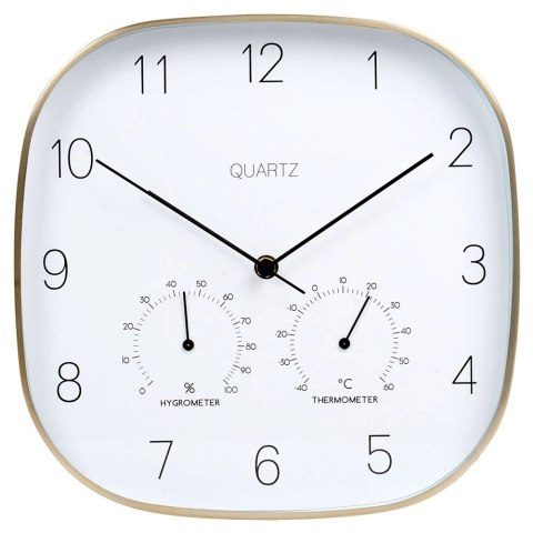 Zegar Ścienny na Ścianę z Termometrem Higrometrem Biały Złoty VILDE 28,5 cm