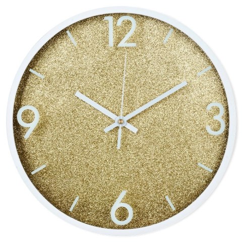 Zegar na Ścianie Ścienny Złoty Biały Dekoracyjny Brokatowy VILDE 29,5 cm