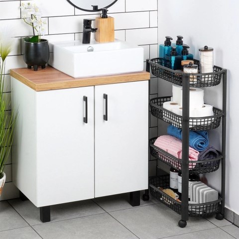 Organizer Na Kółkach Czarny EXCELLENT HOUSEWARE 4-Poziomowy 46x26x79 cm