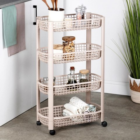Organizer na Kółkach Beżowy EXCELLENT HOUSEWARE 4-Poziomowy 46x26x79 cm