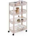 Organizer na Kółkach Beżowy EXCELLENT HOUSEWARE 4-Poziomowy 46x26x79 cm