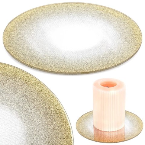 Podstawka Lustrzana Brokatowa pod Świece 15 cm VILDE Szkło Złote