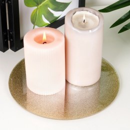 Podstawka Lustrzana Brokatowa pod Świece 20 cm VILDE Szkło Złote