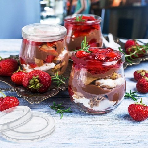 Zestaw 12 Pokrywek do Słoika Jogurt 55 cm Szczelna ORION Desery 130 ml