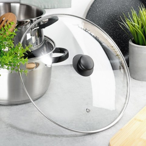 Pokrywka Szklana Duża Żaroodporna Odpowietrznik 32 cm VILDE Zmywarka