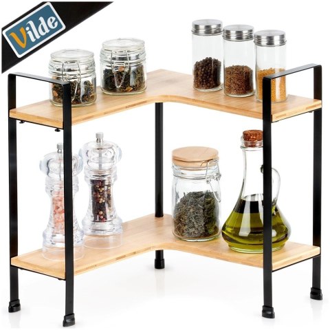 Półka Kuchenna Drewniana Narożna 2 Poziomy Bambus 335 cm VILDE