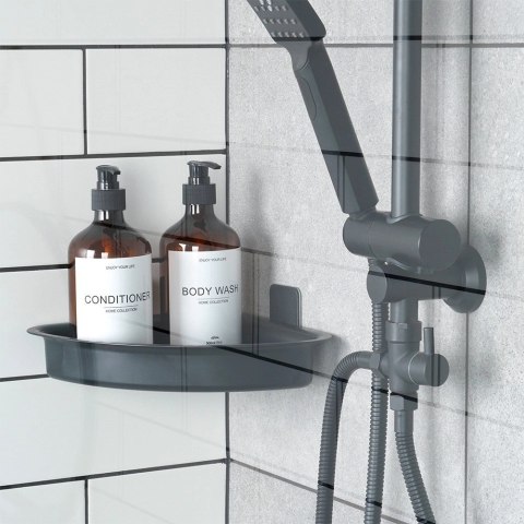 Półka Pod Prysznic Narożna Czarna Przyklejana Taśma 3M VILDE