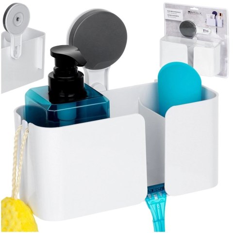 Półka Pod Prysznic Biała 3 Przegrody na Przyssawkę 21 x 9 cm BS