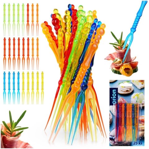 Widelczyki do Przekąsek 25 szt. ORION Wielorazowe Plastik 10,5 cm