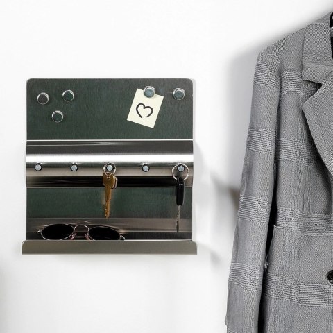 Wieszak na Klucze z Półką Stalowy Magnetyczny 5 Haczyków ORION 24x7,5x24 cm