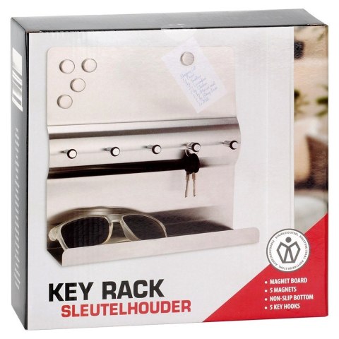 Wieszak na Klucze z Półką Stalowy Magnetyczny 5 Haczyków ORION 24x7,5x24 cm