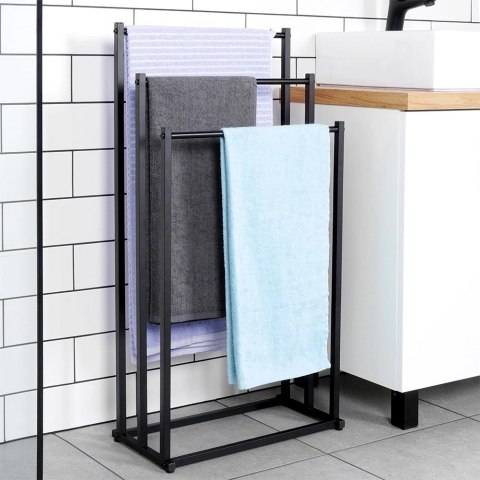 Wieszak na Ręczniki Ubrania Stojący Metalowy Czarny ORION 44 x 21 x 86 cm