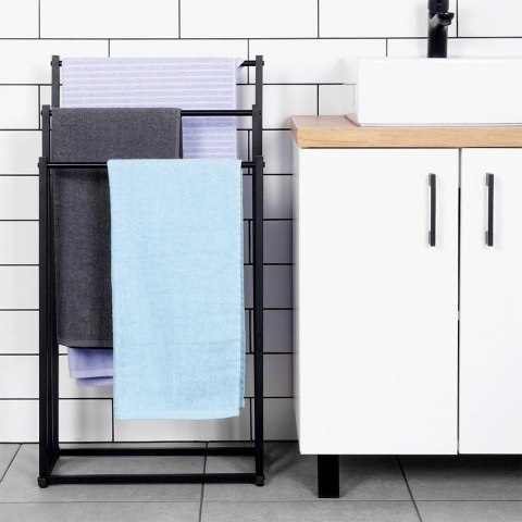 Wieszak na Ręczniki Ubrania Stojący Metalowy Czarny ORION 44 x 21 x 86 cm