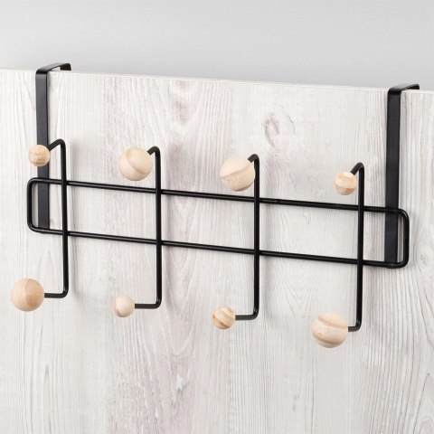 Wieszak na Drzwi Metalowy Czarny 37 cm VILDE 8 Gałek na Ubrania