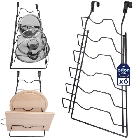 Wieszak na Pokrywki Metalowy Czarny ORION na 6 Pokrywek RADKA