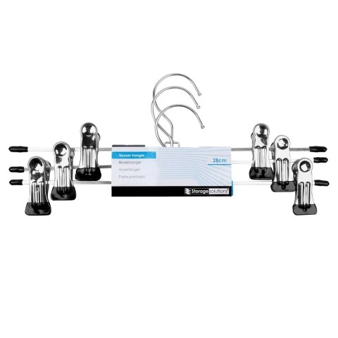 Wieszak na Spodnie z Klipsami 3 szt. STORAGE SOLUTIONS Metalowy 29,5 cm