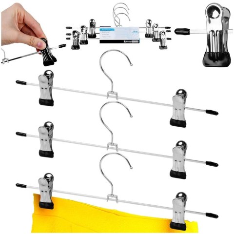 Wieszak na Spodnie z Klipsami 3 szt. STORAGE SOLUTIONS Metalowy 29,5 cm