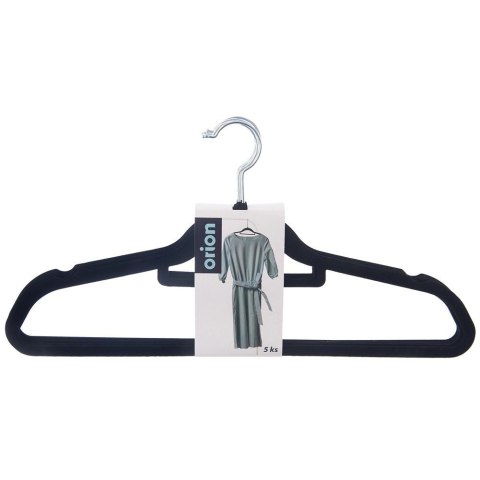 Wieszaki na Ubrania Welurowe Czarne 5 szt. ORION Antypoślizgowe Obrotowe
