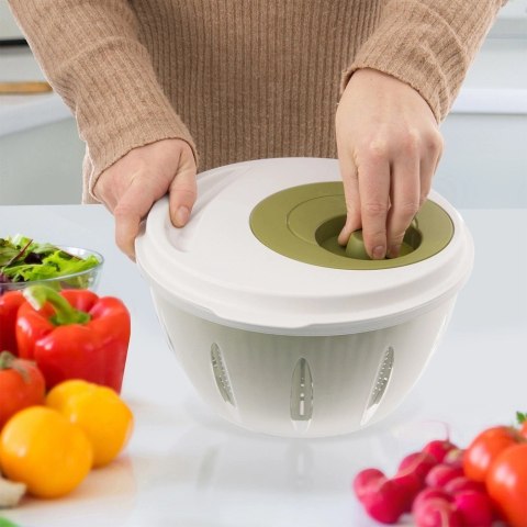 Wirówka Suszarka do Sałaty ELA 4,5 L ORION Ręczna z Korba Zielono-Biała