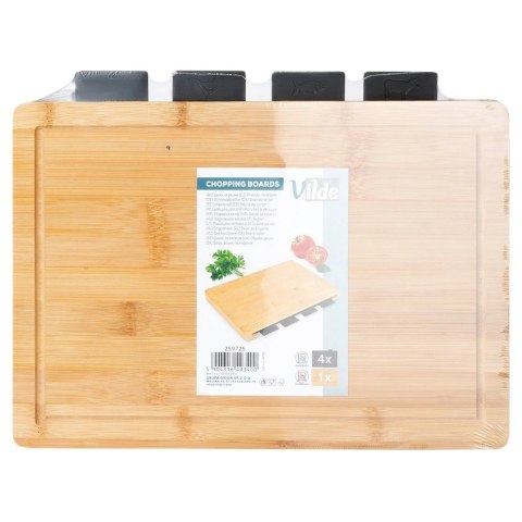 Zestaw Desek do Krojenia VILDE 5 el. ze Stojakiem Bambusowym