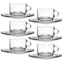 Filiżanki ze Spodkiem LAV Szklane 250 ml Przezroczyste do Zmywarki 6 szt.