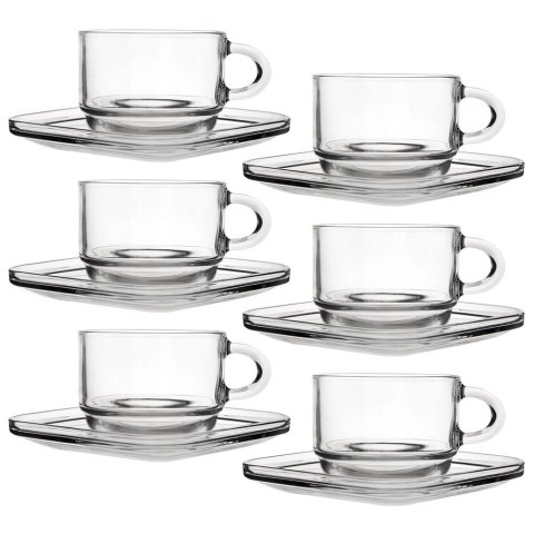 Filiżanki ze Spodkiem LAV Szklane 250 ml Przezroczyste do Zmywarki 6 szt.