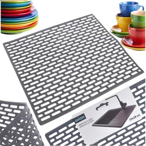 Mata do Zlewu Gumowa Szara 33 x 28 cm Perforowana Antypoślizgowa ORION