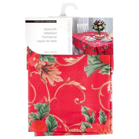 Obrus Świąteczny Plamoodporny 180 x 130 cm Czerwony EXCELLENT HOUSEWARE