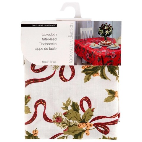 Obrus Świąteczny Plamoodporny 180 x 130 cm Kremowy EXCELLENT HOUSEWARE