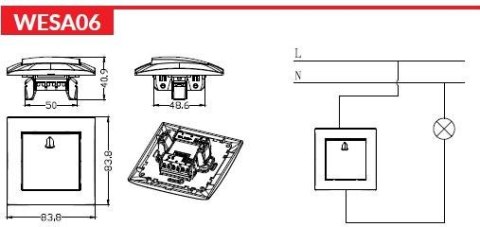 Przycisk dzwonkowy VCX WESA LC 06 Czarny
