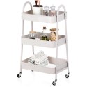 Regał na Kółkach Metalowy Łazienkowy Beżowy 3Poziomowy ORION 44x31,5x78,5cm