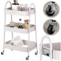 Regał na Kółkach Metalowy Łazienkowy Beżowy 3Poziomowy ORION 44x31,5x78,5cm