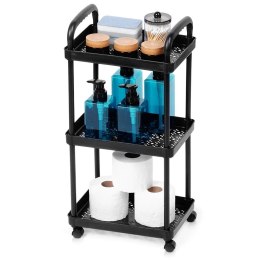 Regał na Kółkach Czarny 3 Poziomy Mobilny 30 x 21 x 61 cm VILDE
